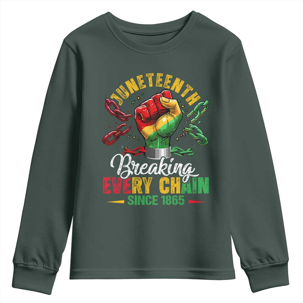 Breaking Every Chain Since 1865 Juneteenth Youth Sweatshirt Celebrating Black Freedom