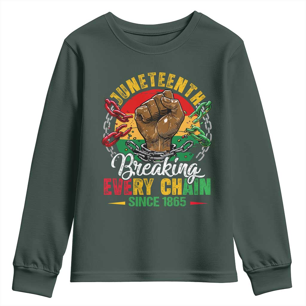 Juneteenth Breaking Every Chain Since 1865 Youth Sweatshirt Retro Vintage