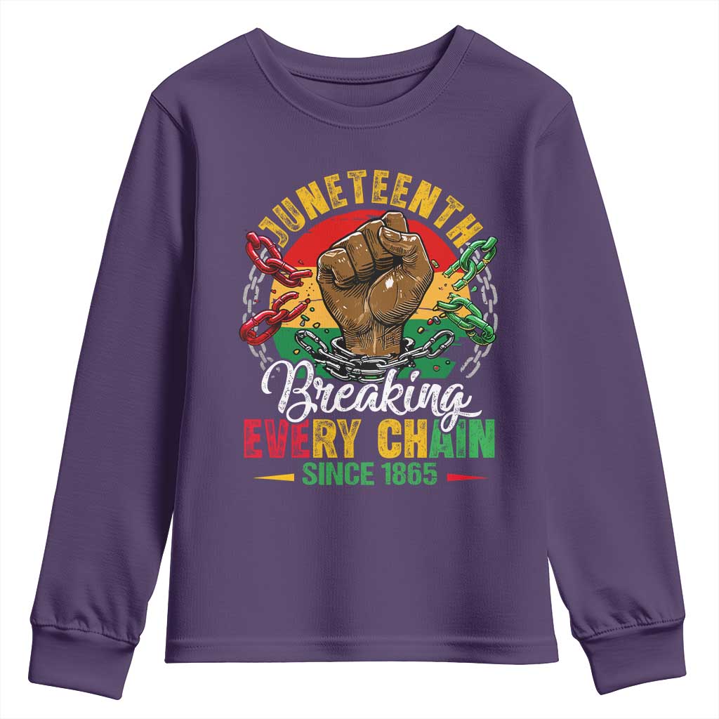Juneteenth Breaking Every Chain Since 1865 Youth Sweatshirt Retro Vintage