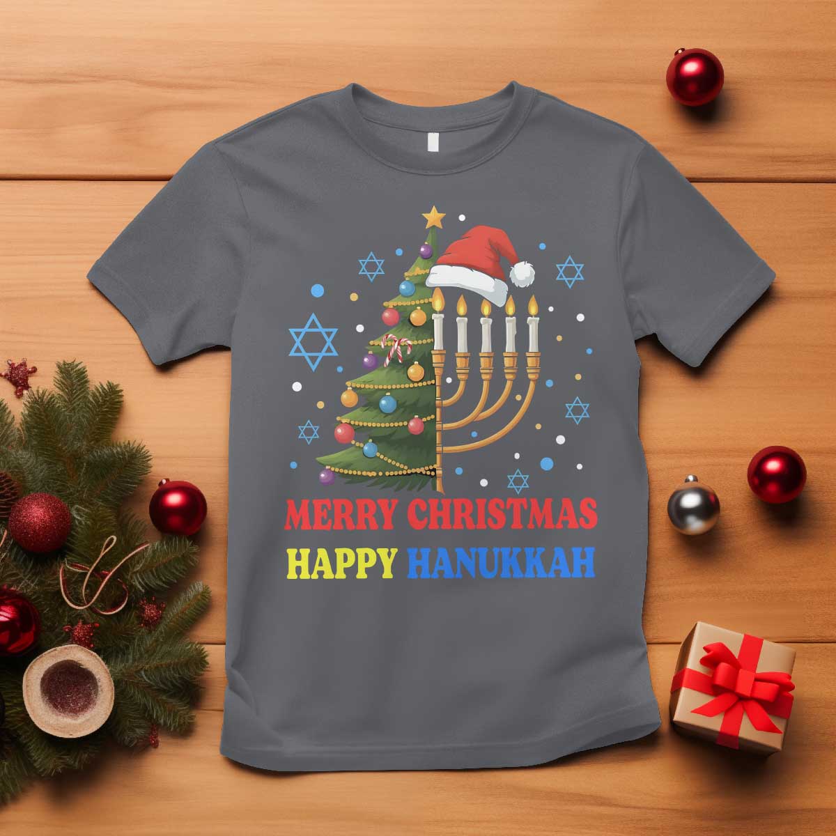 Merry Chrismukkah Happy Christmas Hanukkah T Shirt - African Pride