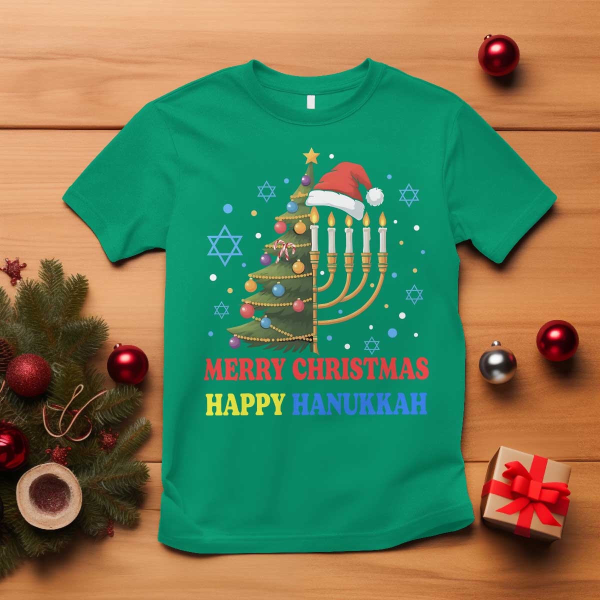 Merry Chrismukkah Happy Christmas Hanukkah T Shirt - African Pride