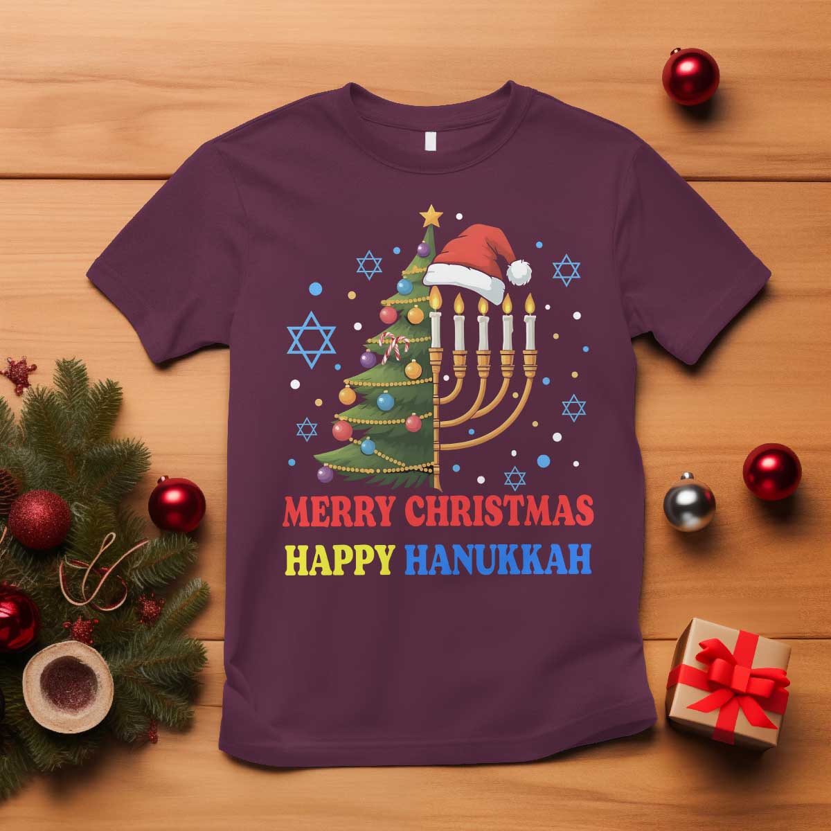 Merry Chrismukkah Happy Christmas Hanukkah T Shirt - African Pride
