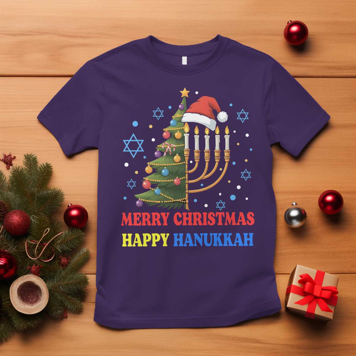 Merry Chrismukkah Happy Christmas Hanukkah T Shirt - African Pride