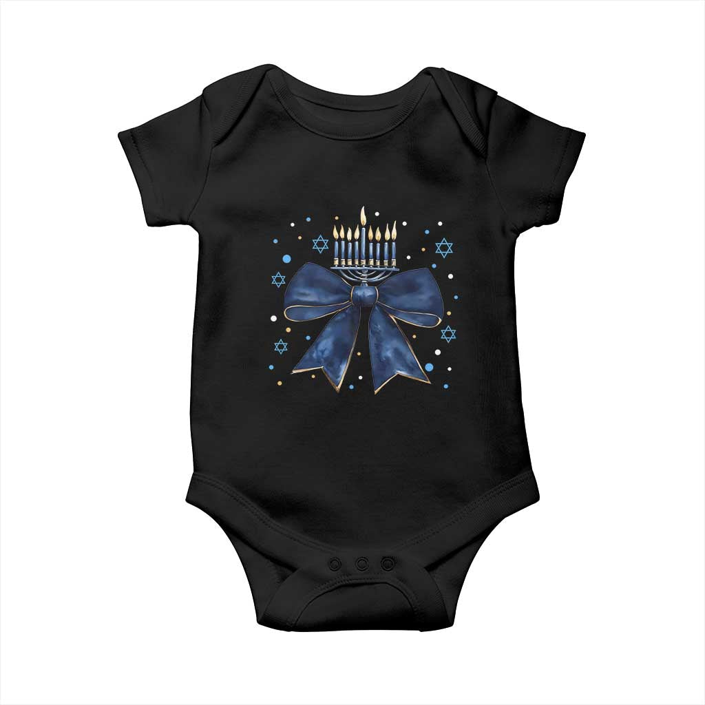 Happy Hanukkah Baby Onesie Coquette Hanukkah Bow Jewish Menorah - African Pride