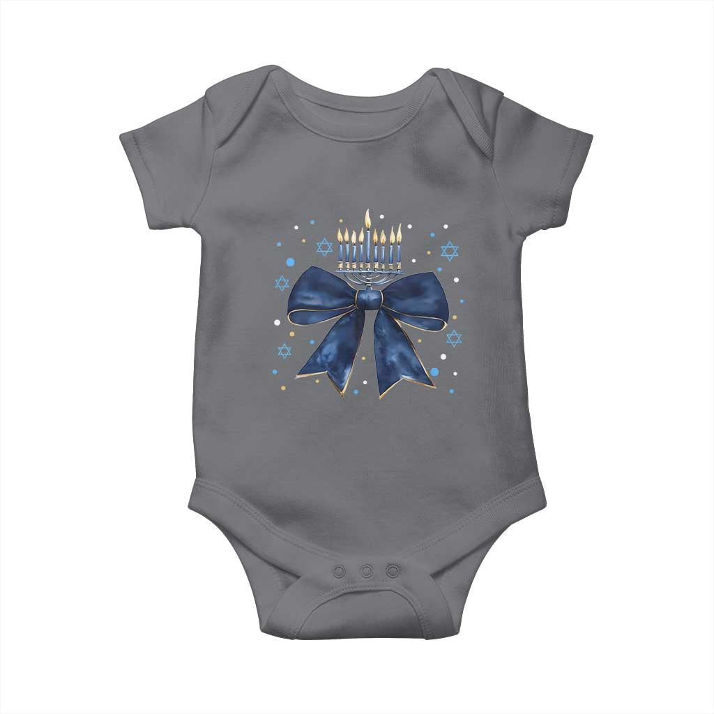 Happy Hanukkah Baby Onesie Coquette Hanukkah Bow Jewish Menorah - African Pride
