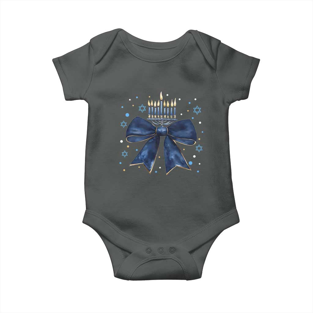 Happy Hanukkah Baby Onesie Coquette Hanukkah Bow Jewish Menorah - African Pride