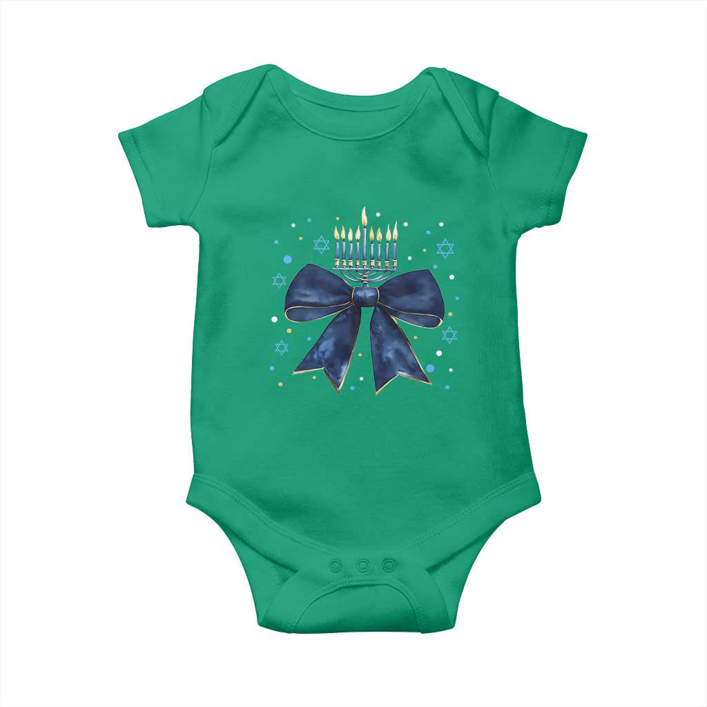 Happy Hanukkah Baby Onesie Coquette Hanukkah Bow Jewish Menorah - African Pride