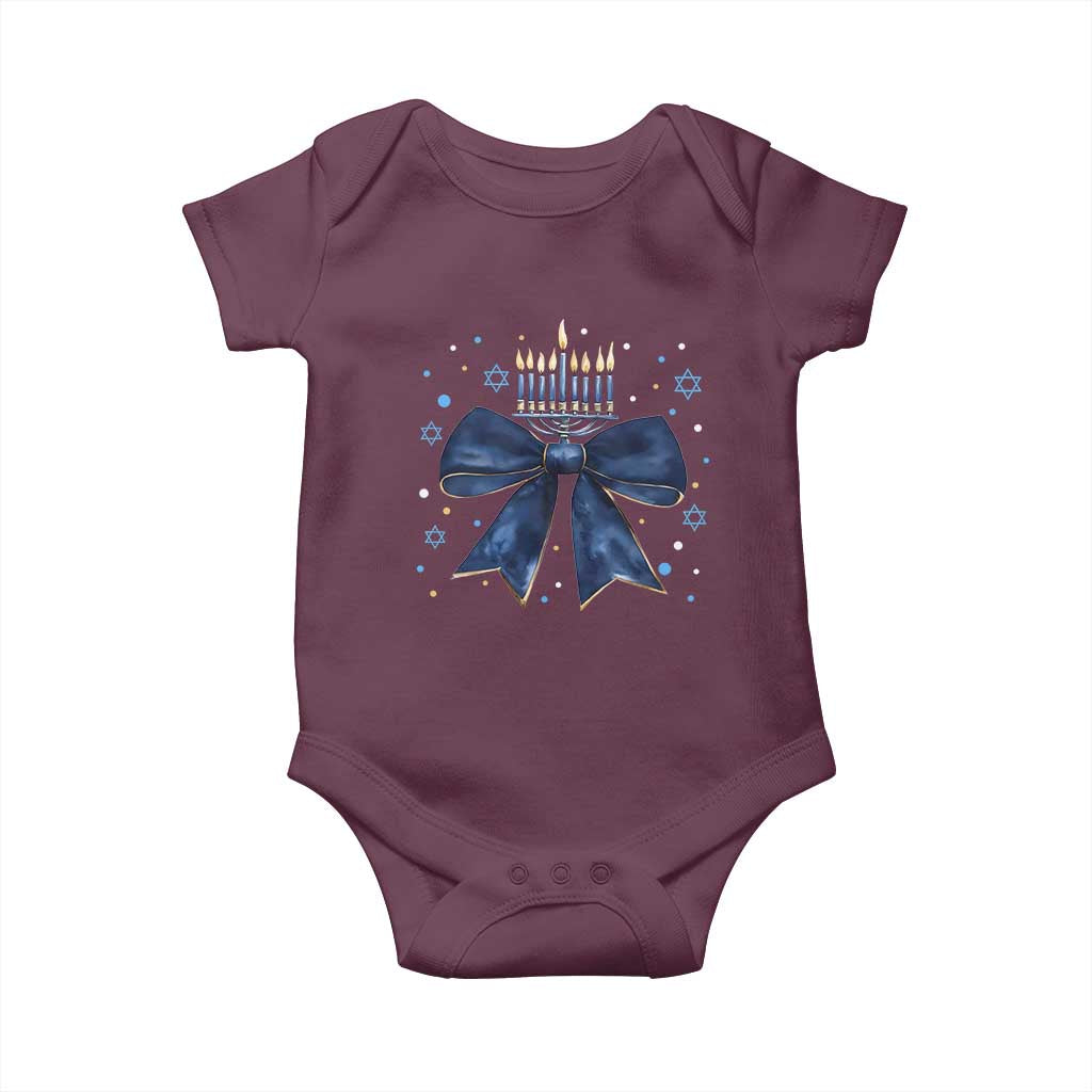 Happy Hanukkah Baby Onesie Coquette Hanukkah Bow Jewish Menorah - African Pride