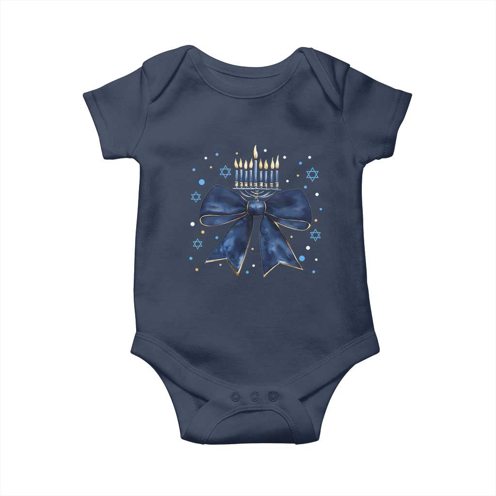 Happy Hanukkah Baby Onesie Coquette Hanukkah Bow Jewish Menorah - African Pride