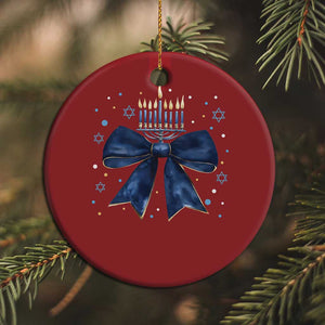 Happy Hanukkah Christmas Ornament Coquette Hanukkah Bow Jewish Menorah - African Pride
