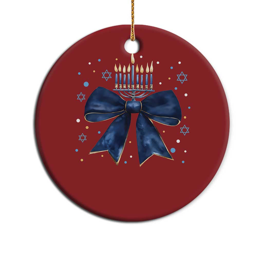 Happy Hanukkah Christmas Ornament Coquette Hanukkah Bow Jewish Menorah - African Pride