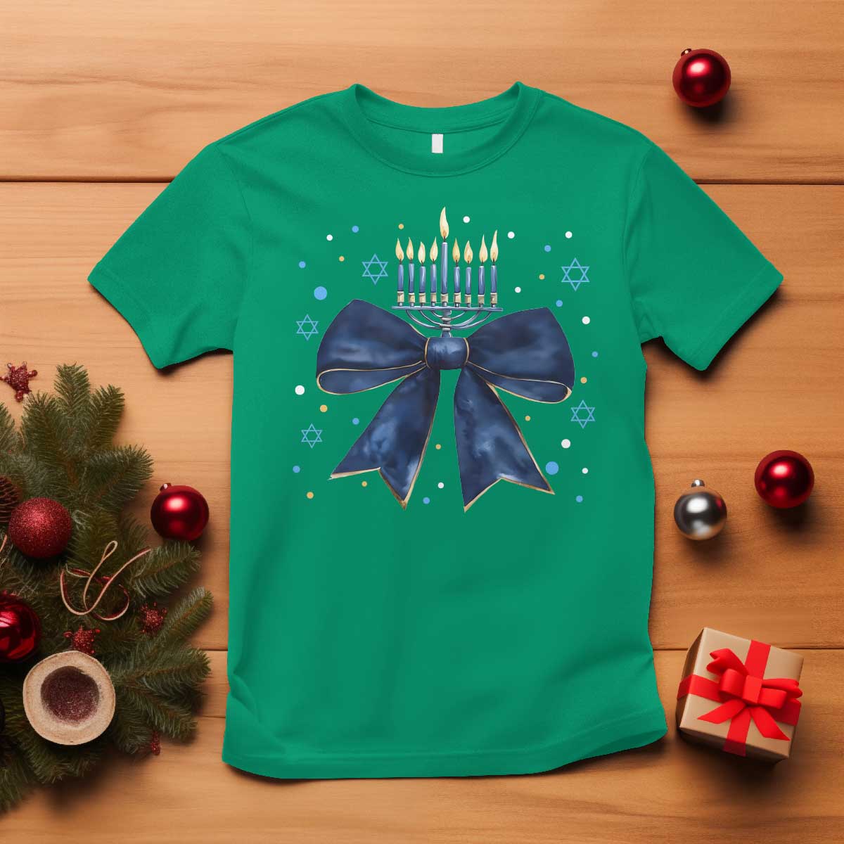 Happy Hanukkah T Shirt Coquette Hanukkah Bow Jewish Menorah - African Pride