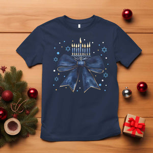 Happy Hanukkah T Shirt Coquette Hanukkah Bow Jewish Menorah - African Pride