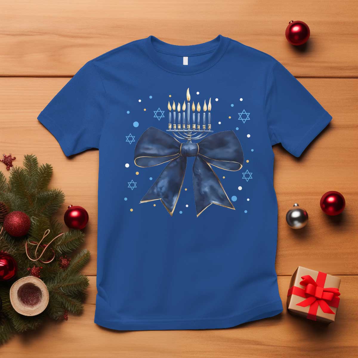 Happy Hanukkah T Shirt Coquette Hanukkah Bow Jewish Menorah - African Pride