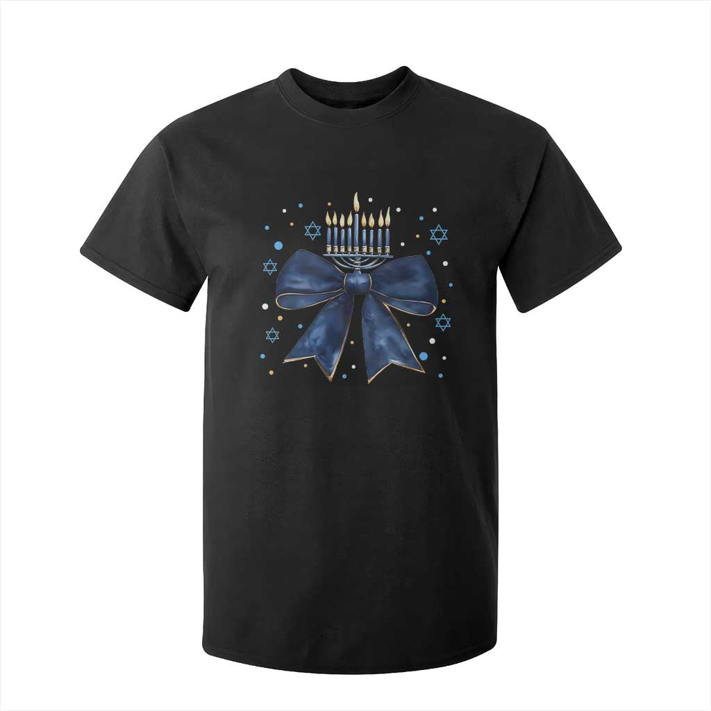 Happy Hanukkah T Shirt For Kid Coquette Hanukkah Bow Jewish Menorah - African Pride