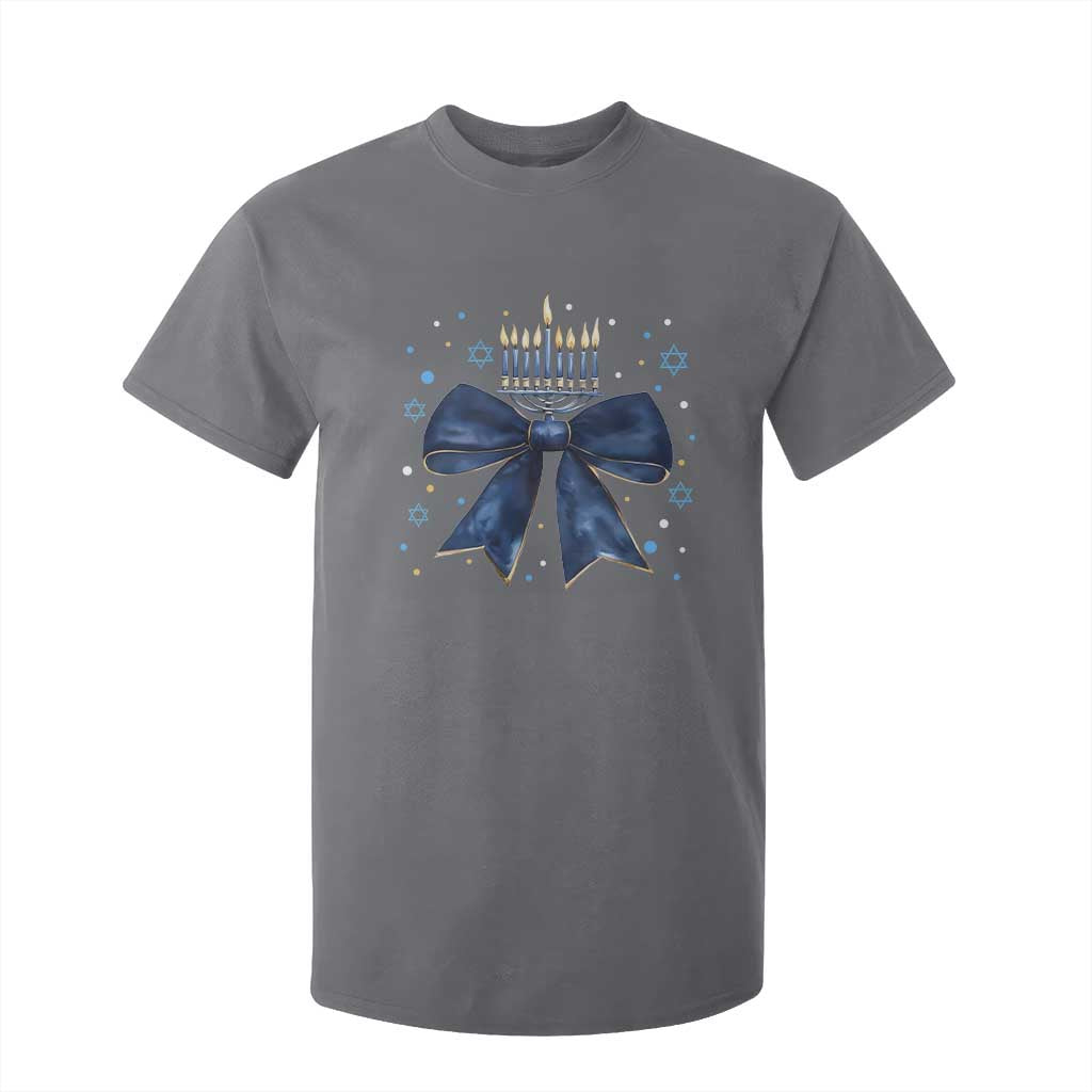 Happy Hanukkah T Shirt For Kid Coquette Hanukkah Bow Jewish Menorah - African Pride