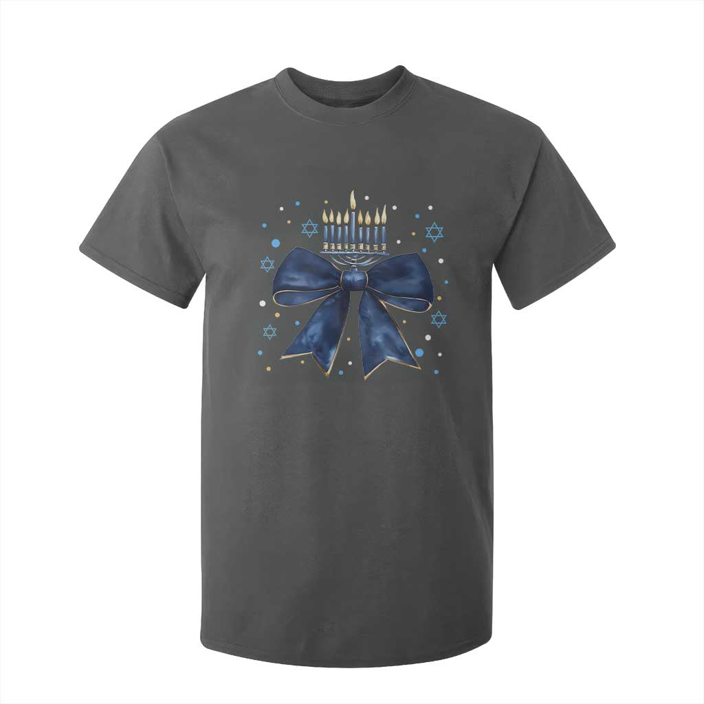 Happy Hanukkah T Shirt For Kid Coquette Hanukkah Bow Jewish Menorah - African Pride