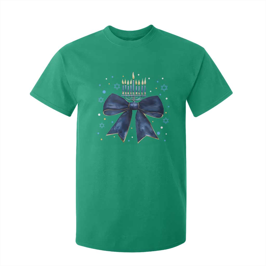Happy Hanukkah T Shirt For Kid Coquette Hanukkah Bow Jewish Menorah - African Pride