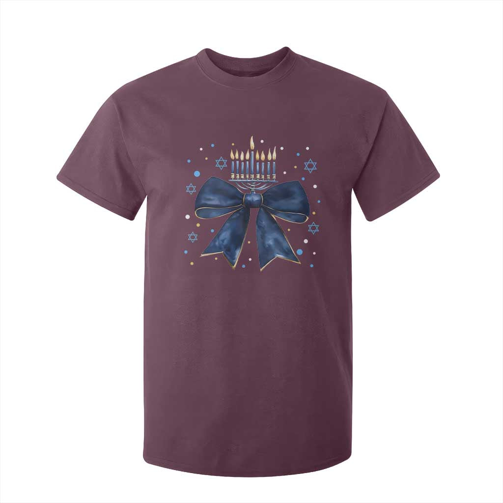 Happy Hanukkah T Shirt For Kid Coquette Hanukkah Bow Jewish Menorah - African Pride