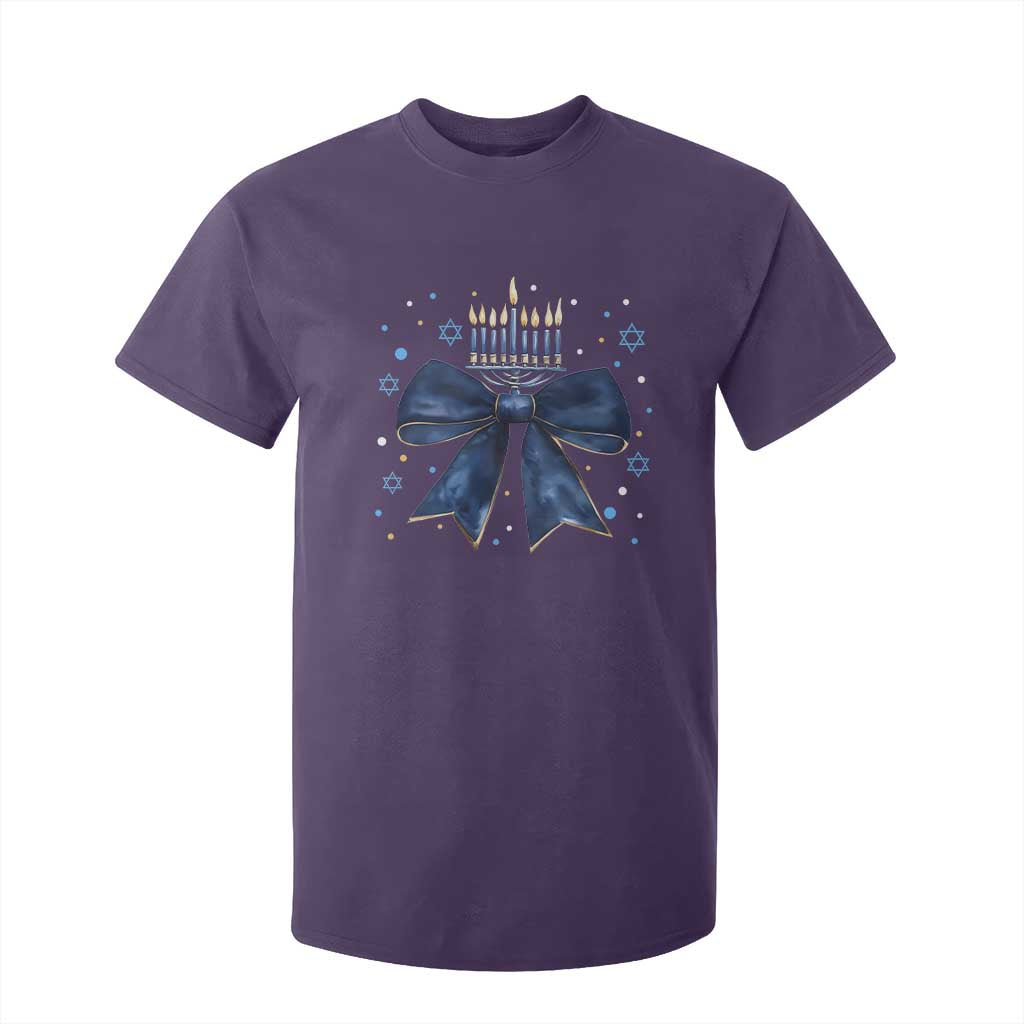 Happy Hanukkah T Shirt For Kid Coquette Hanukkah Bow Jewish Menorah - African Pride