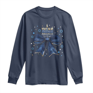 Happy Hanukkah Long Sleeve Shirt Coquette Hanukkah Bow Jewish Menorah - African Pride