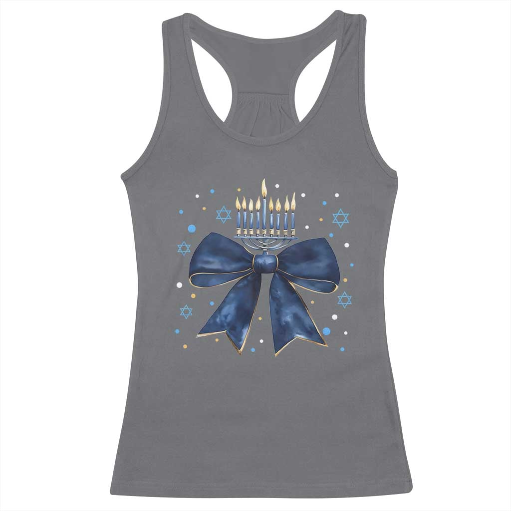Happy Hanukkah Racerback Tank Top Coquette Hanukkah Bow Jewish Menorah - African Pride