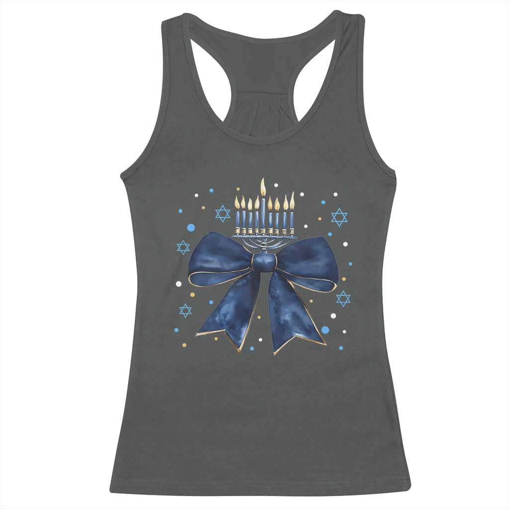 Happy Hanukkah Racerback Tank Top Coquette Hanukkah Bow Jewish Menorah - African Pride