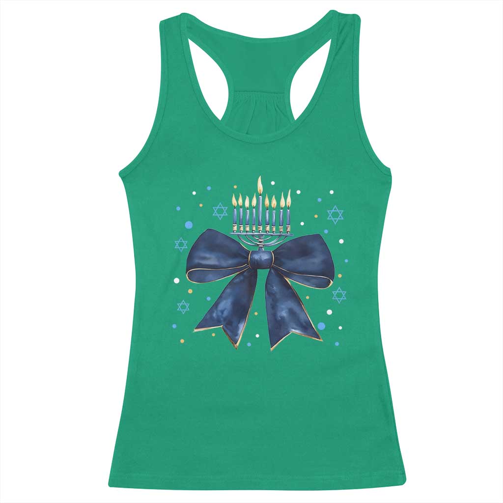 Happy Hanukkah Racerback Tank Top Coquette Hanukkah Bow Jewish Menorah - African Pride