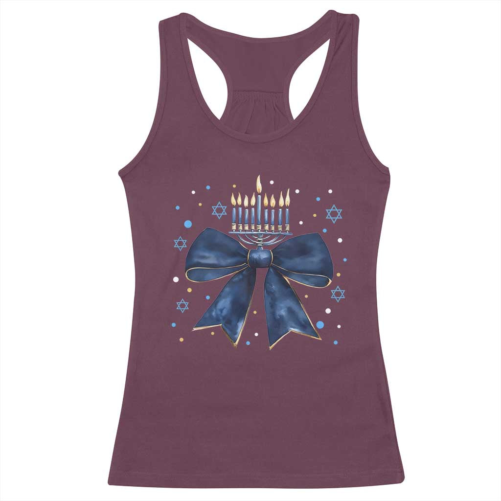Happy Hanukkah Racerback Tank Top Coquette Hanukkah Bow Jewish Menorah - African Pride
