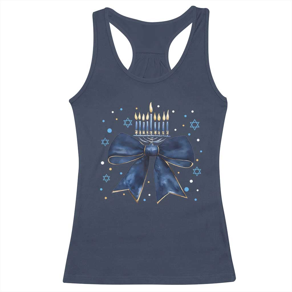 Happy Hanukkah Racerback Tank Top Coquette Hanukkah Bow Jewish Menorah - African Pride