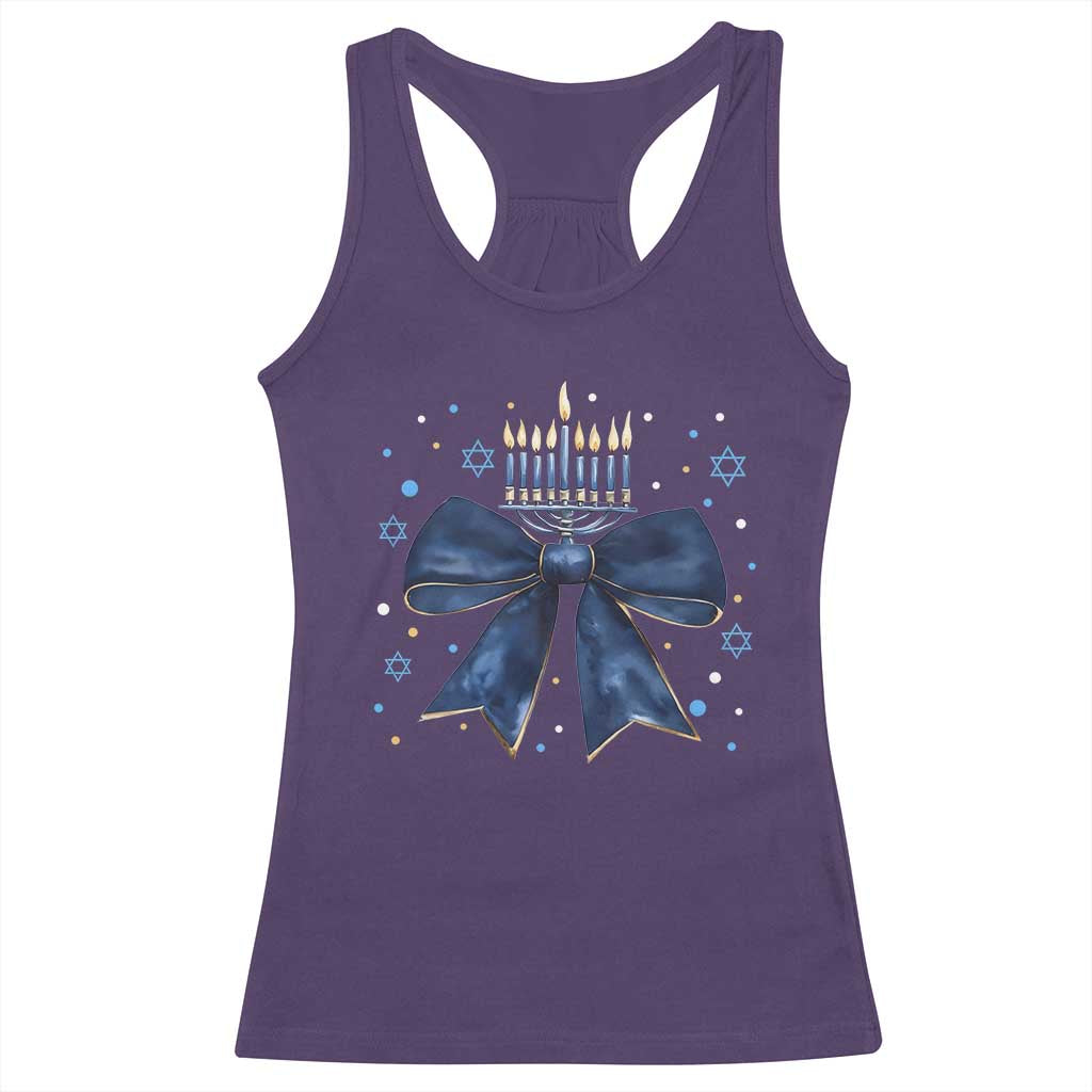 Happy Hanukkah Racerback Tank Top Coquette Hanukkah Bow Jewish Menorah - African Pride