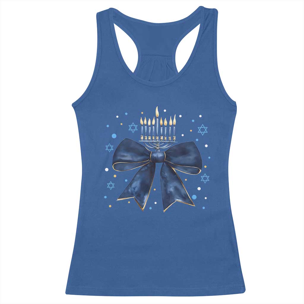 Happy Hanukkah Racerback Tank Top Coquette Hanukkah Bow Jewish Menorah - African Pride