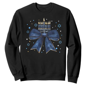 Happy Hanukkah Sweatshirt Coquette Hanukkah Bow Jewish Menorah - African Pride