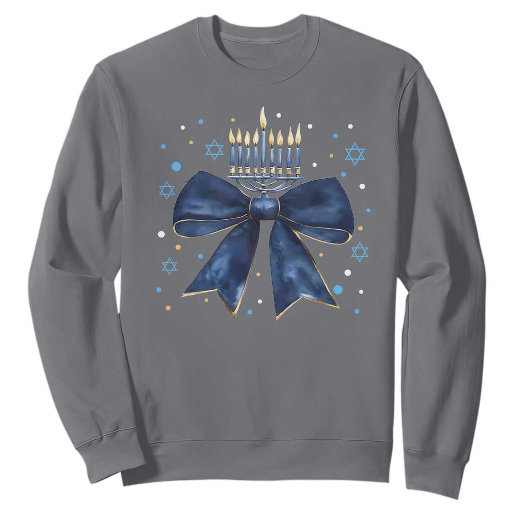 Happy Hanukkah Sweatshirt Coquette Hanukkah Bow Jewish Menorah - African Pride