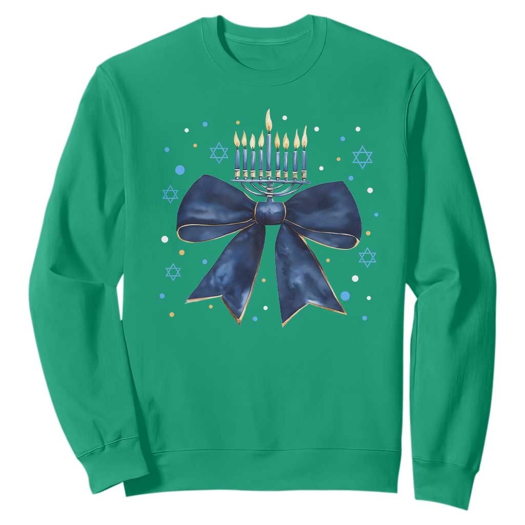 Happy Hanukkah Sweatshirt Coquette Hanukkah Bow Jewish Menorah - African Pride