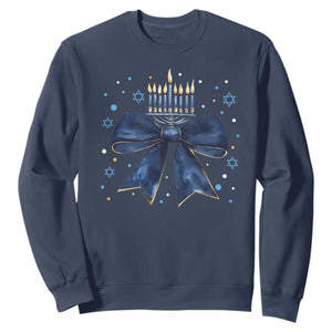 Happy Hanukkah Sweatshirt Coquette Hanukkah Bow Jewish Menorah - African Pride