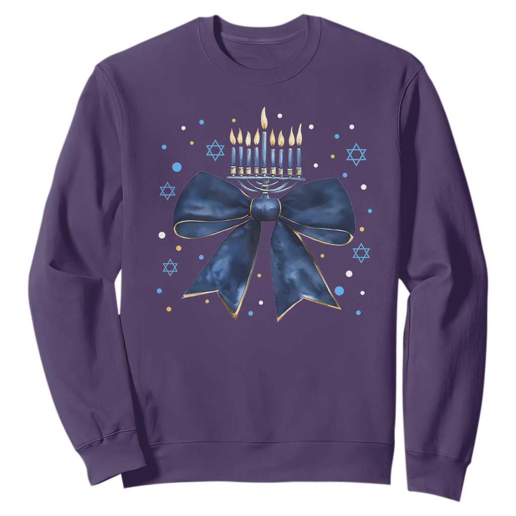 Happy Hanukkah Sweatshirt Coquette Hanukkah Bow Jewish Menorah - African Pride