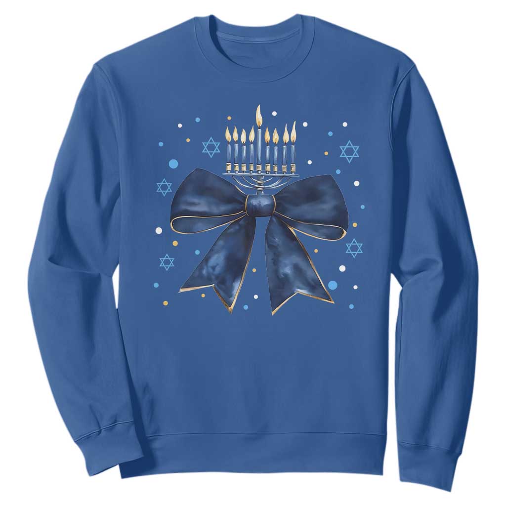 Happy Hanukkah Sweatshirt Coquette Hanukkah Bow Jewish Menorah - African Pride