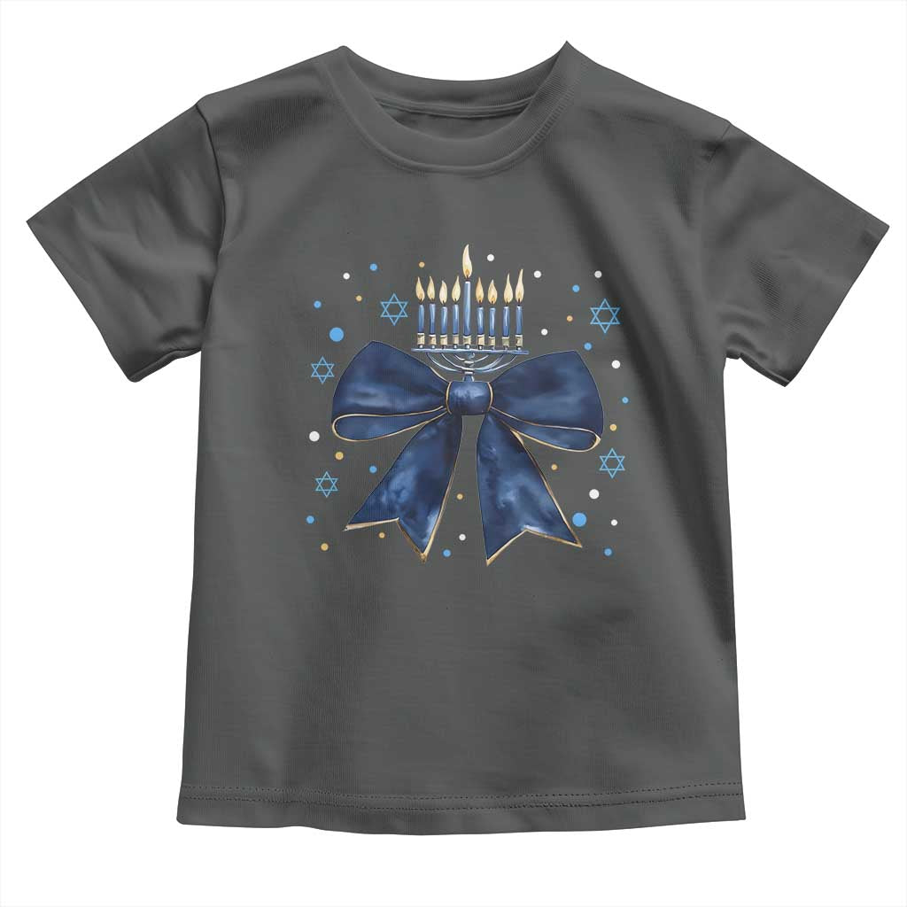 Happy Hanukkah Toddler T Shirt Coquette Hanukkah Bow Jewish Menorah - African Pride