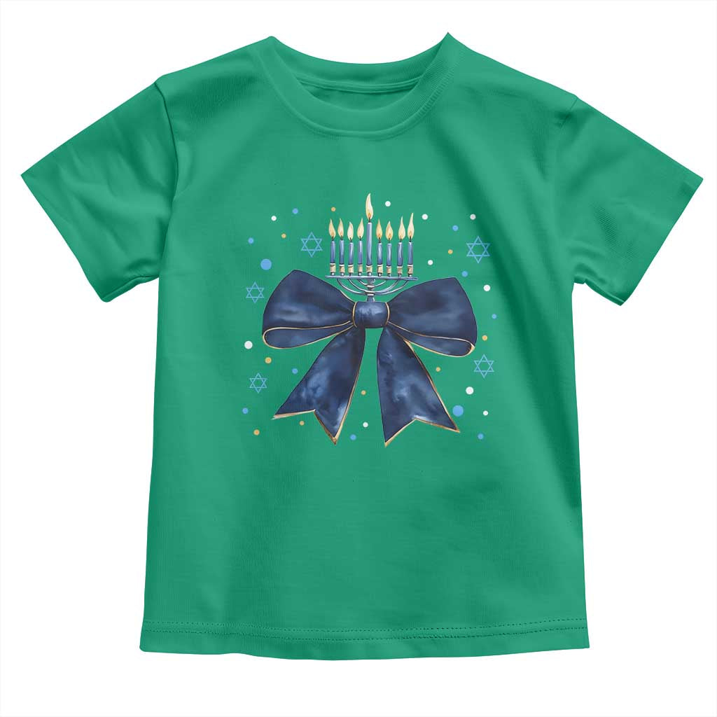 Happy Hanukkah Toddler T Shirt Coquette Hanukkah Bow Jewish Menorah - African Pride