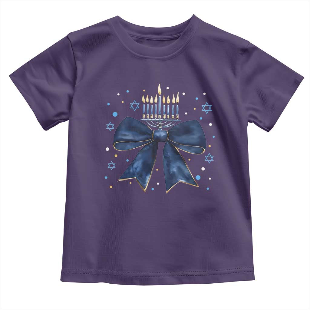 Happy Hanukkah Toddler T Shirt Coquette Hanukkah Bow Jewish Menorah - African Pride