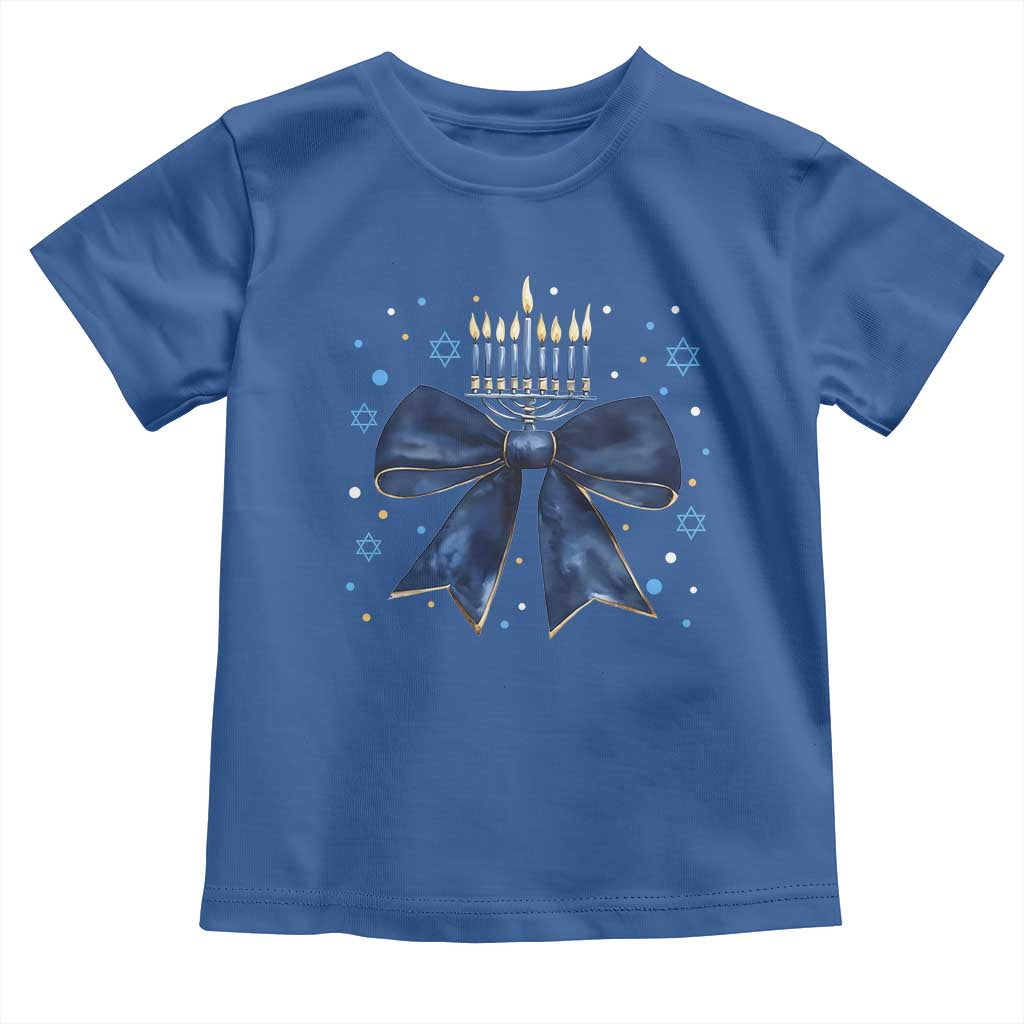 Happy Hanukkah Toddler T Shirt Coquette Hanukkah Bow Jewish Menorah - African Pride