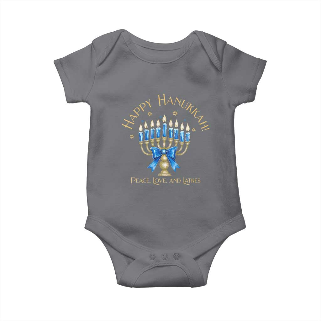 Happy Hanukkah Baby Onesie Jewish Menorah Coquette Bow - African Pride