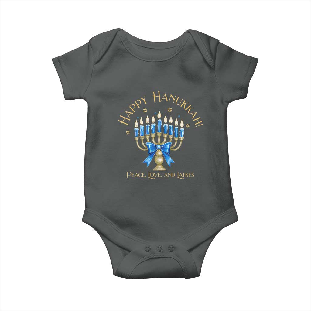 Happy Hanukkah Baby Onesie Jewish Menorah Coquette Bow - African Pride
