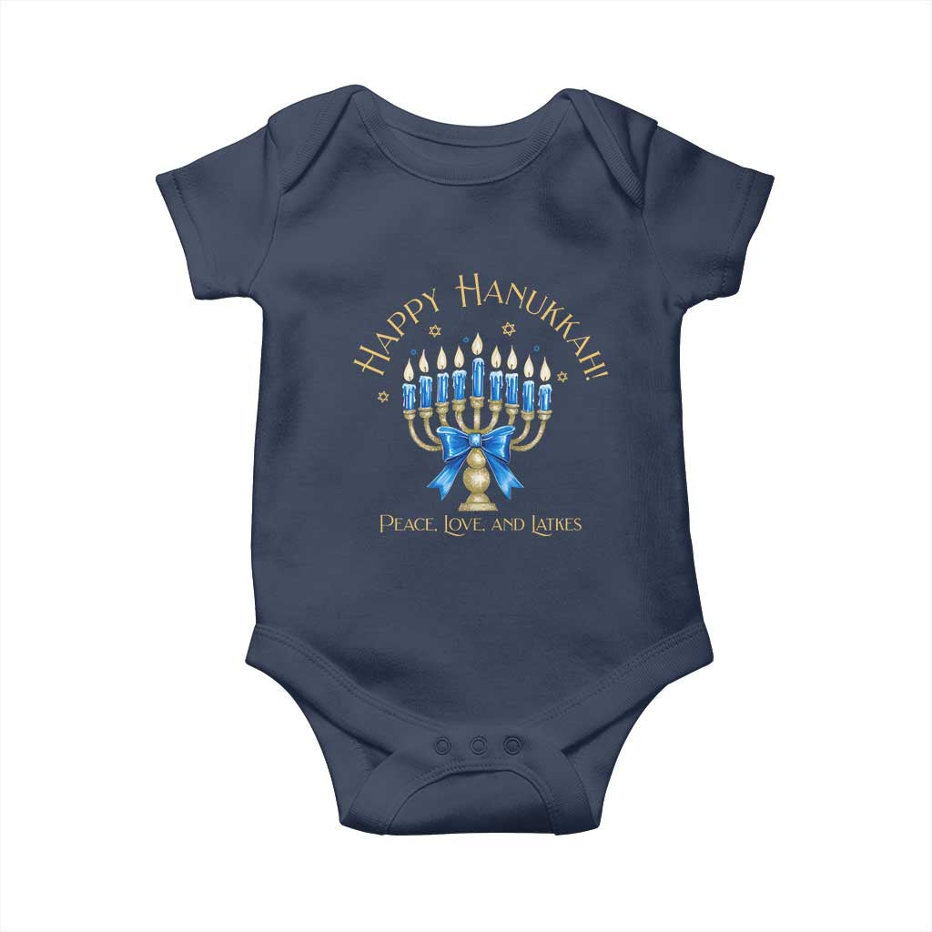 Happy Hanukkah Baby Onesie Jewish Menorah Coquette Bow - African Pride