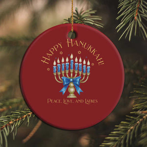Happy Hanukkah Christmas Ornament Jewish Menorah Coquette Bow - African Pride