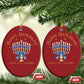 Happy Hanukkah Christmas Ornament Jewish Menorah Coquette Bow - African Pride