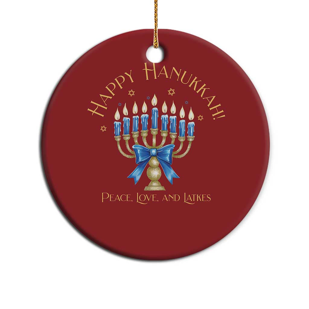 Happy Hanukkah Christmas Ornament Jewish Menorah Coquette Bow - African Pride