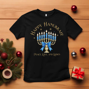 Happy Hanukkah T Shirt Jewish Menorah Coquette Bow - African Pride