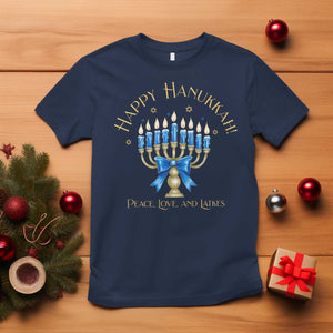 Happy Hanukkah T Shirt Jewish Menorah Coquette Bow - African Pride